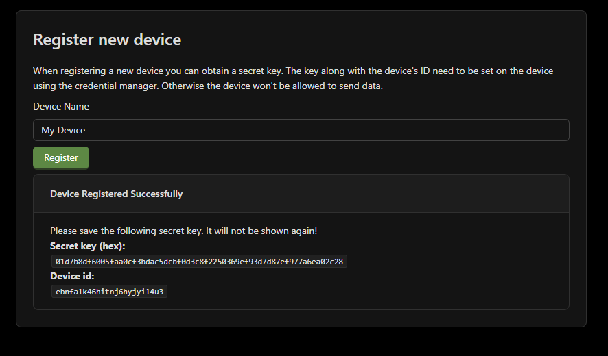 Registering a new device